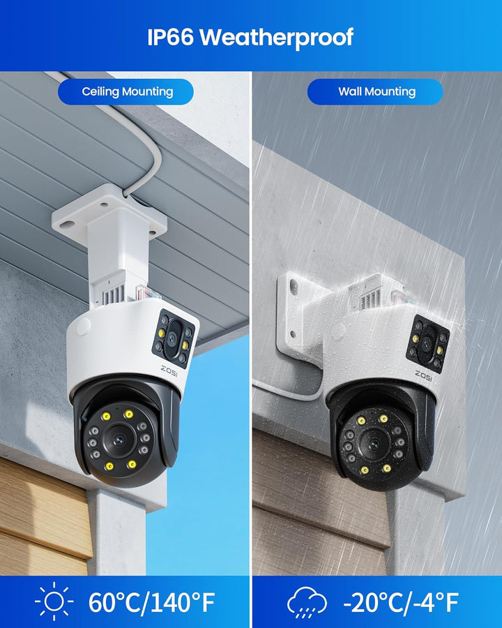 ZOSI Dual-Lens PoE Outdoor Überwachungskamera Set mit AI Personen/Fahrzeugerkennung, 8CH 4K 2TB NVR