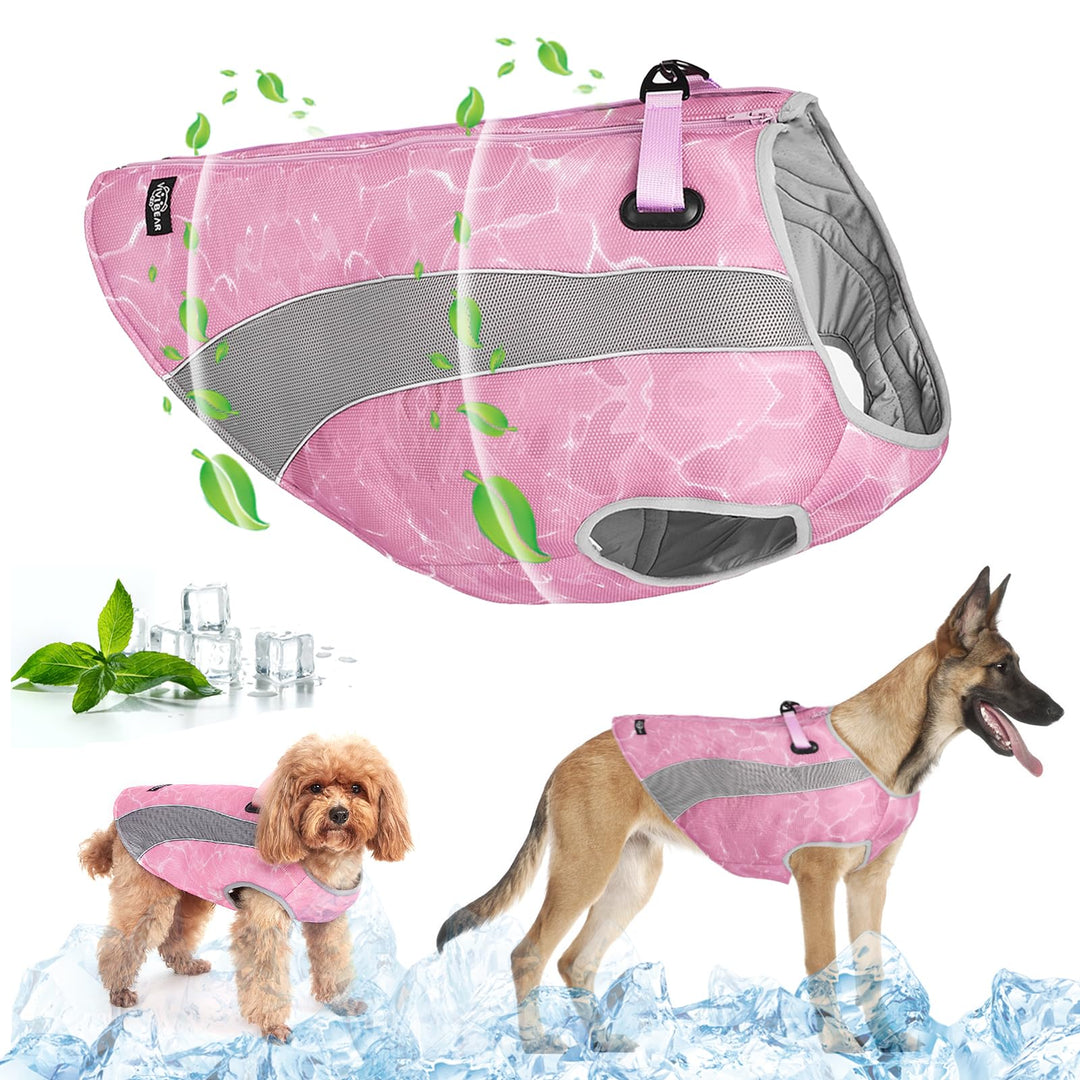 Hundekühlweste mit Geschirr, Outdoor-Welpenkühljacke mit verstellbarem Reissverschluss, reflektieren