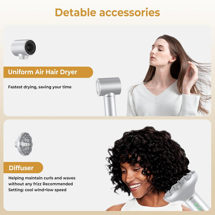Hair Styler Set 7 in 1, OKWRAP Airstyler With 110000 U/Min Hochtouriger Motor Haartrockner Warmluftb