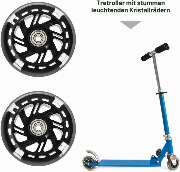 EMSea 4 Stück Roller Rollen Lautlos Leuchtende Kristallräder Schwarze Nabe mit Blinkenden Lagern 3 F