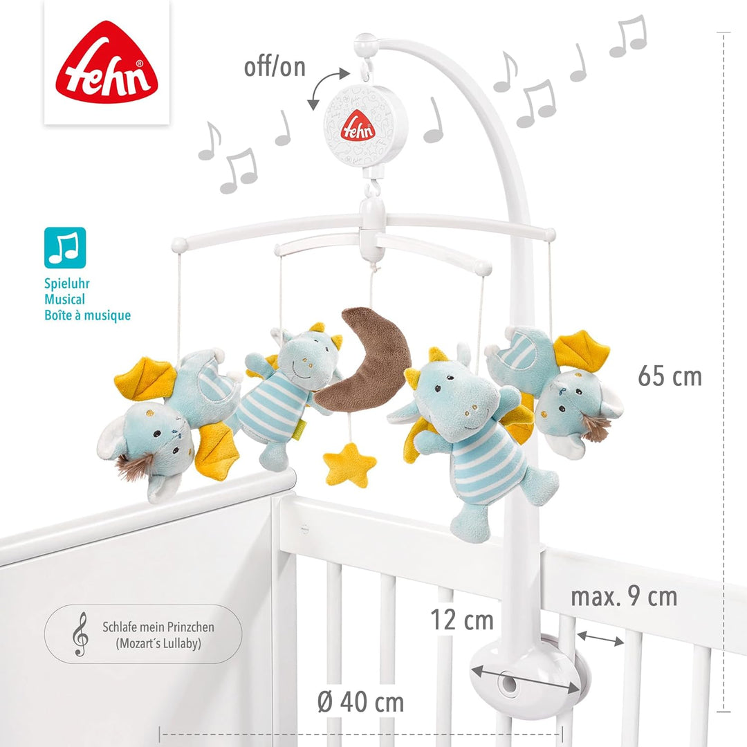 Fehn Musik Mobile Little Castle - Baby Einschlafhilfe Musikspielzeug mit süssen Tieren - Babymobile