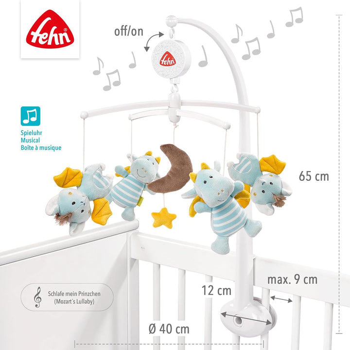 Fehn Musik Mobile Little Castle - Baby Einschlafhilfe Musikspielzeug mit süssen Tieren - Babymobile