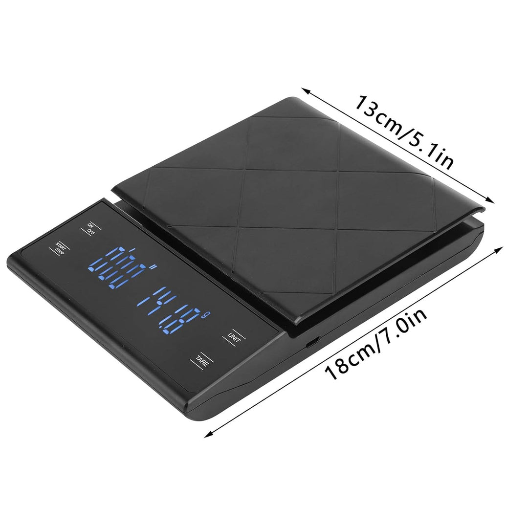 Elektronische Kaffeewaage Digitale Küchenwaage mit Küchenwaage und Timer-LCD-Display 0,1 g - 3 kg zu