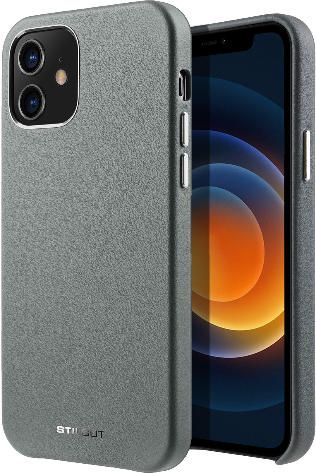 STILGUT Cover kompatibel mit iPhone 12 Mini Case aus Leder, Lederhülle, Hülle aus Leder, Ledercase -