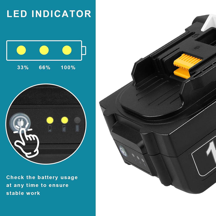 18V Akku und Ladegerät für Makita LXT ASUNCELL 18V 5.0Ah Akku DC18RC Schnellladegerät Set Kompatibel