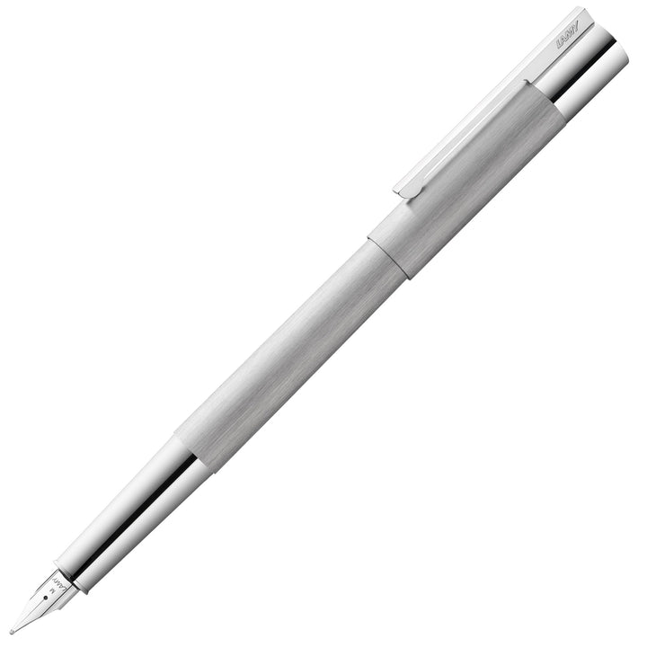 LAMY scala Füllhalter 051 - Füller aus strichmattiertem Edelstahl in der Farbe Silber mit Griffstück