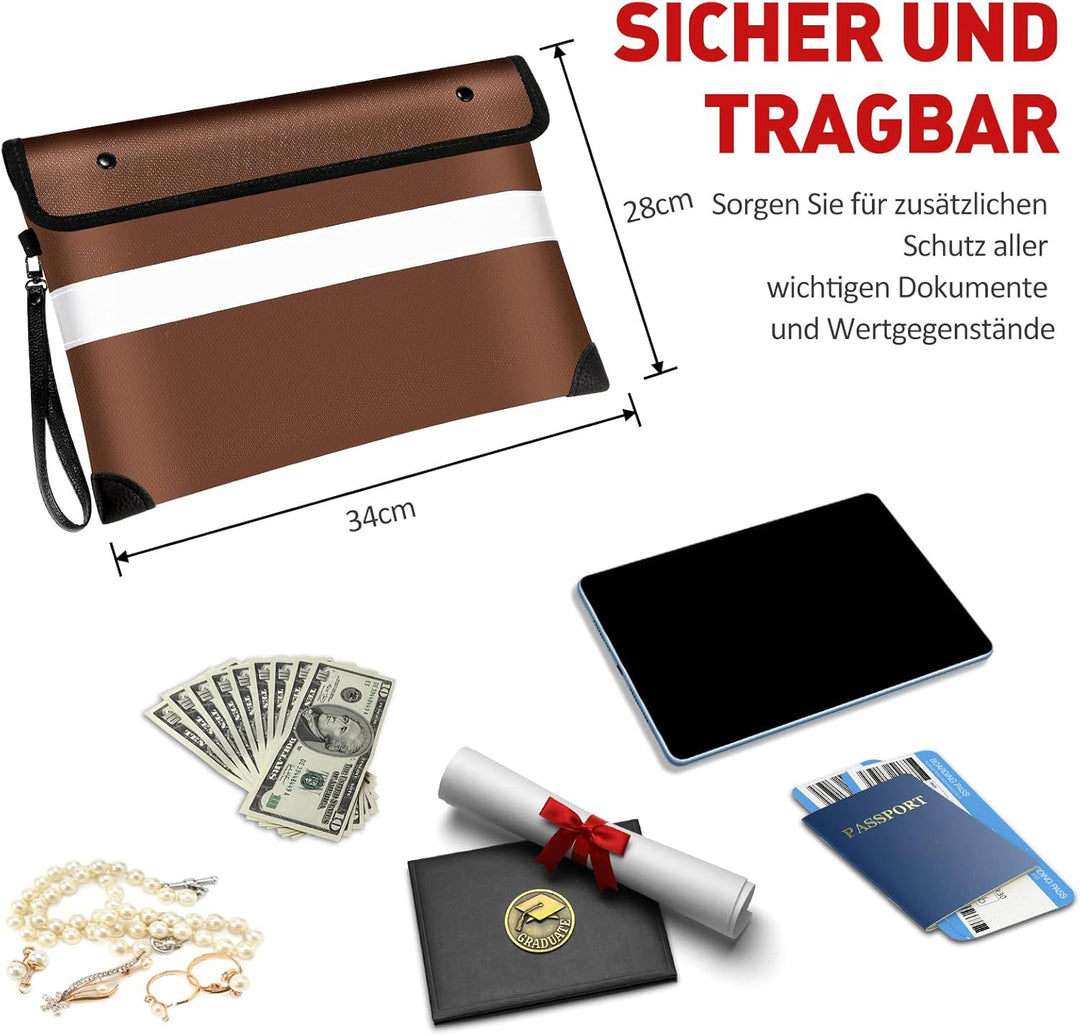 Vailoin Feuerfeste Geldtasche für Bargeld, 2871 °C, isoliert, feuerfest, wasserdicht, mit wasserabwe