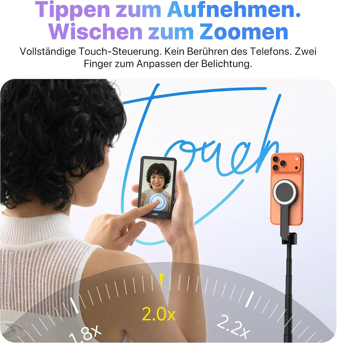SYNCO XView Handy Selfie Monitor Touchscreen für iPhone 7-17(Schwarz), Schwarz