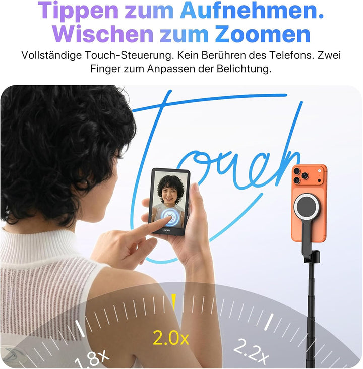 SYNCO XView Handy Selfie Monitor Touchscreen für iPhone 7-17(Schwarz), Schwarz