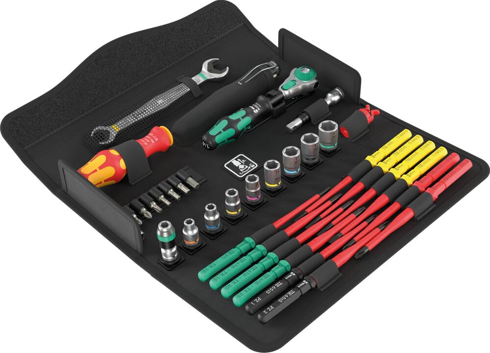 Wera 05135926001 KK W 1 Kraftform Kompakt W1 Wartung, 1/4" x 10 mm, Werkzeug-Set, 35-teilig Schwarz
