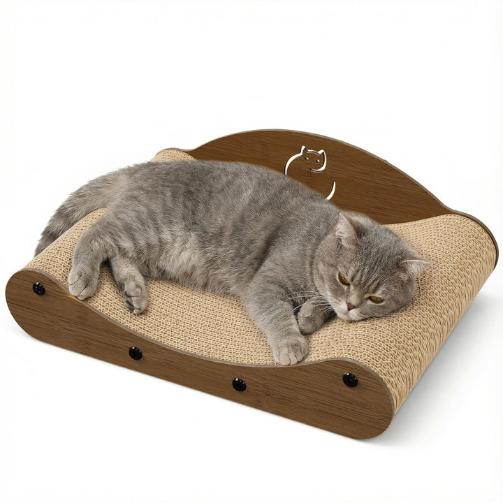 Gimars Kratzbrett Katze 43cm, Sofa-förmiges Katzen Kratzsofa aus Hochdichter Wellpappe, Kratzmatte &