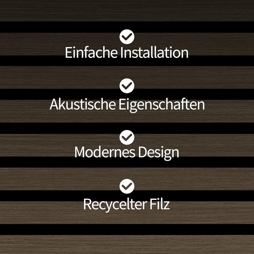Akustikpaneele Holz 240x60cm(5,76m²),4 Pack Wandpaneele mit Holzfunier & Filz,Holzpaneele Wand für Z