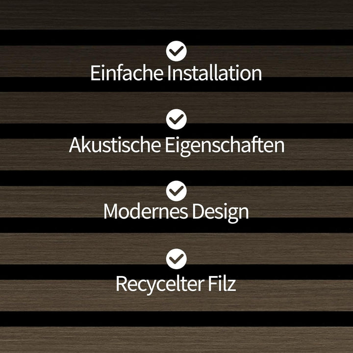 Akustikpaneele Holz 240x60cm(5,76m²),4 Pack Wandpaneele mit Holzfunier & Filz,Holzpaneele Wand für Z