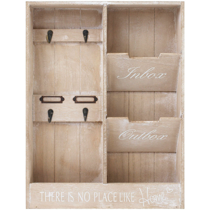 Wandorganizer 'In & Out' - Memoboard mit Schlüsselbrett und 2 Holztaschen, 48x36x7cm, Holz Memotafel