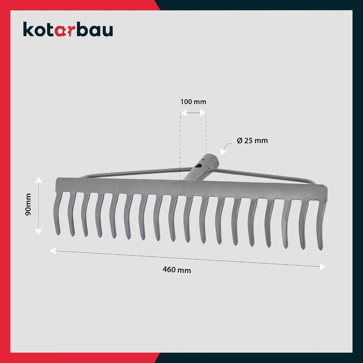 KOTARBAU® Laubrechen - 46 cm - Metall Rechen für Gras &amp; Laub - ohne Holzstiel - Gartenrechen - Rasen