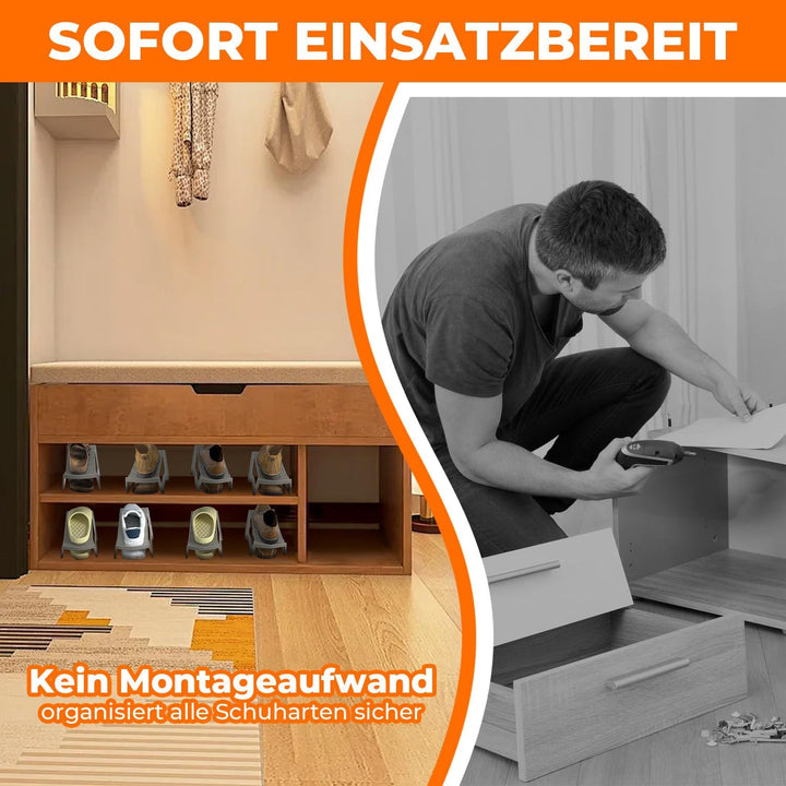 Schuhorganizer 10 Stück, Schuhstapler rutschfest PP Doppelschicht Platzsparend für Schrank Eingangsb