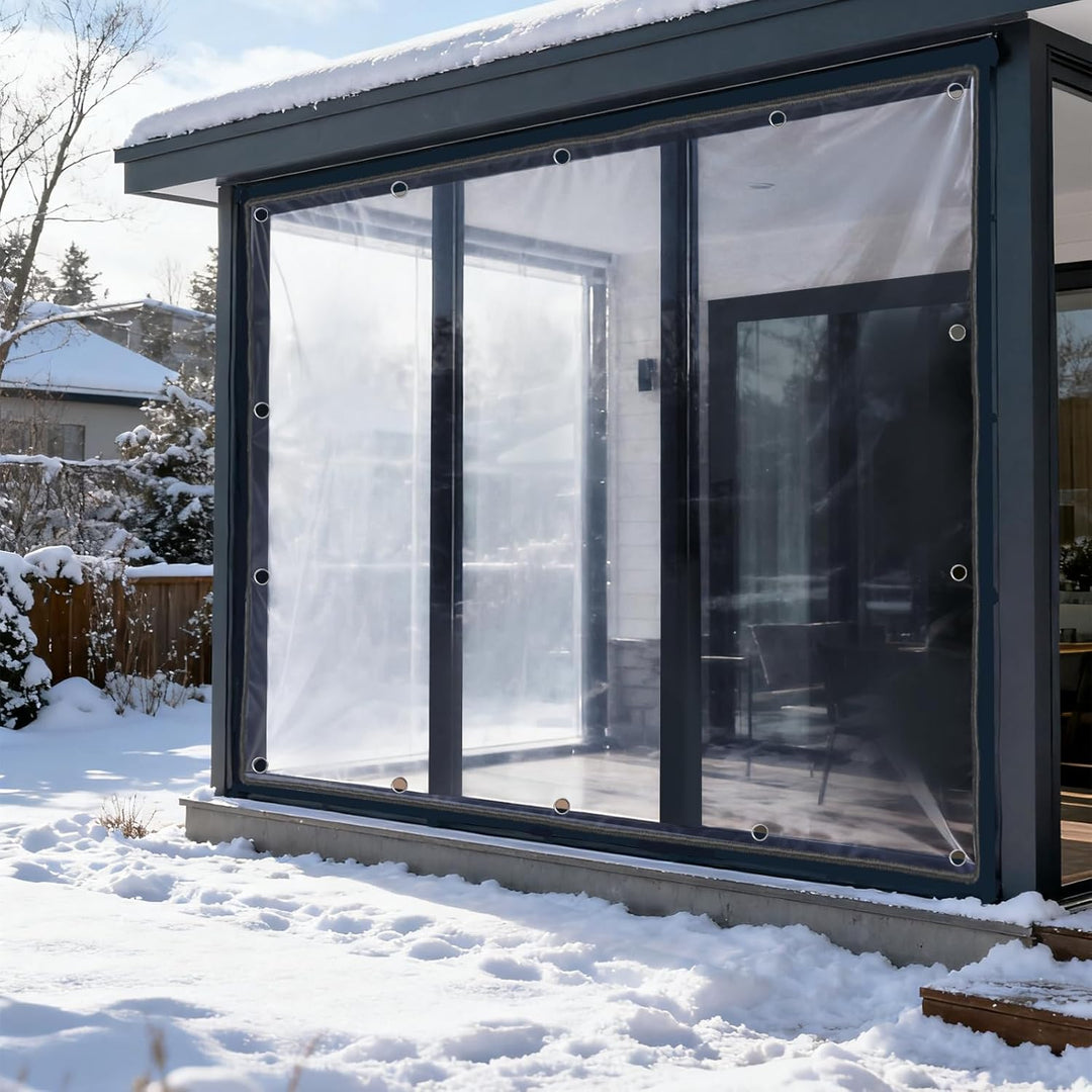 Wasserdichtes Transparent Plane mit Ösen, Klare PVC Wetterfeste Abdeckplane, Reissfeste Vorhang für