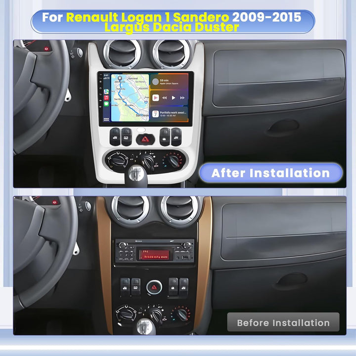 Hikity Autoradio für Renault Logan 1 Sandero 2009-2015 Largus Dacia Duster | 9" 4+64G Android 15 Rad