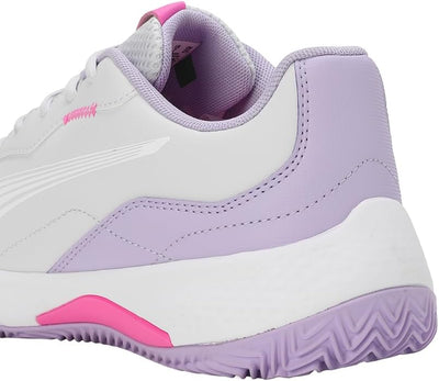 PUMA Damen Nova Smash WN's Tennis Shoe 41 EU Silver Mist Puma White Vivid Violet, 41 EU Silver Mist