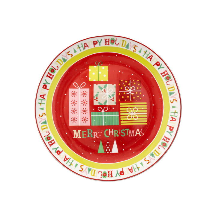 Tognana, Panettone-Teller 30 cm Christmas, Porzellan, Mehrfarbig