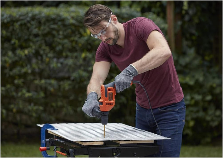 Black+Decker 1-Gang Schlagbohrmaschine (500W, mit 2-tlg. Schnellspannbohrfutter, Rechts-/Linkslauf,