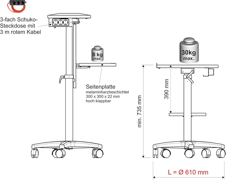 Maul Beamertisch MAULpro | Tisch für Projektor und Beamer | Laptopständer höhenverstellbar | Stabile