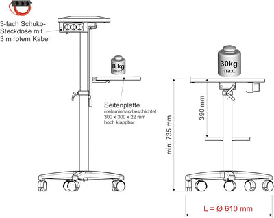 Maul Beamertisch MAULpro | Tisch für Projektor und Beamer | Laptopständer höhenverstellbar | Stabile