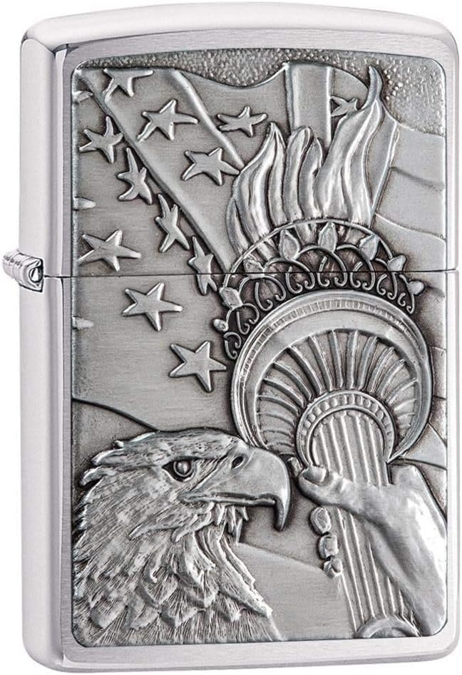 Zippo Adlerfeuerzeuge Adlerflagge aus Gebürstetem Chrom, Adlerflagge aus Geb&#xFC;rstetem Chrom