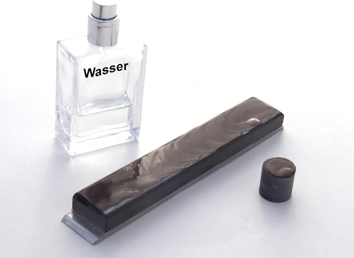 Schleifstein Blauer Belgischer Brocken 150x25x6 mm Körnung 6000 verklebt auf Aluminiumplatte