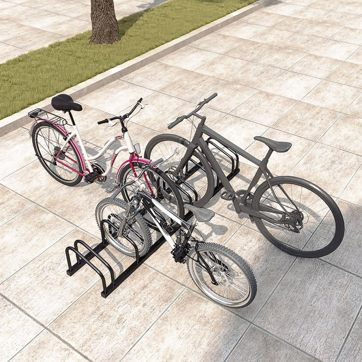 Froadp Fahrradständer Boden für 6 Fahrräder,Mehrfachständer für 30-65mm Reifenbreite, Galvanisierter