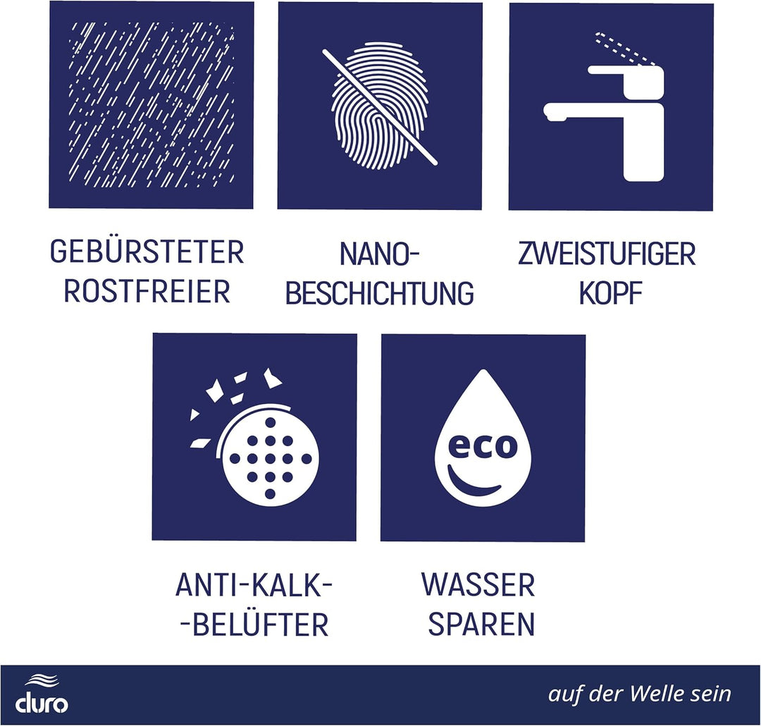 DURO Küchenarmatur Acero, aus Gebürstetem Edelstahl ohne Stopfen, Wassersparend, Einhebel-Zweiloch-W