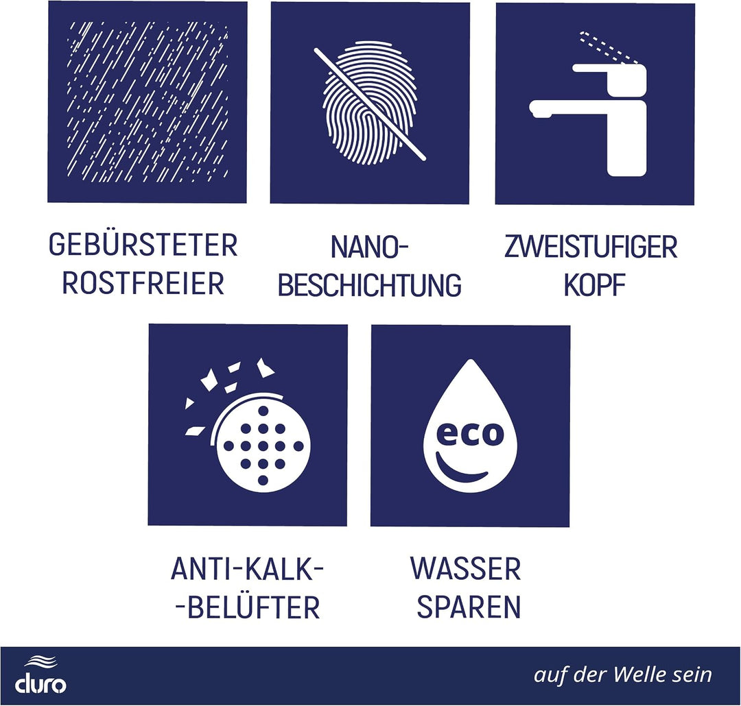 DURO Waschtischarmatur Acero, aus Gebürstetem Edelstahl ohne Stopfen, Wassersparend, Einhebel-Einloc