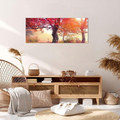 Wandbilder Dekoration Wohnzimmer Baum Natur Wiese Panorama Bilder auf Leinwand 120x50cm Leinwandbild