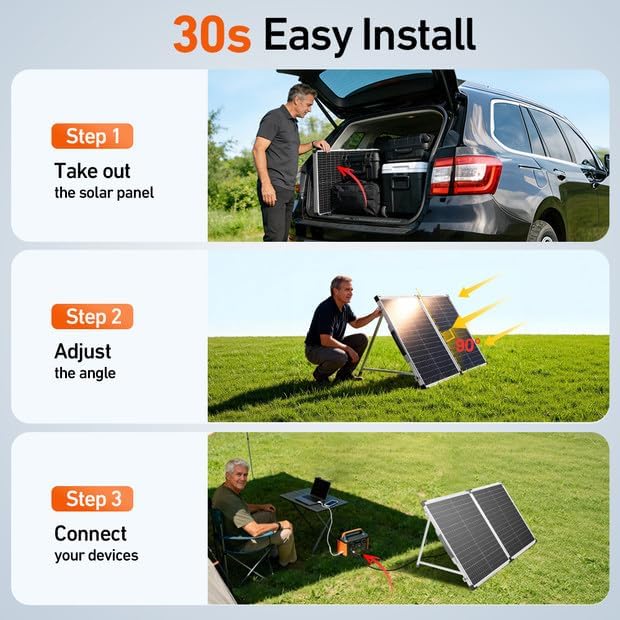 DOKIO 100 Watt 12 Volt Monokristalliner Faltbarer Tragbarer Solarmodule Mit Wasserdichtem Laderegler