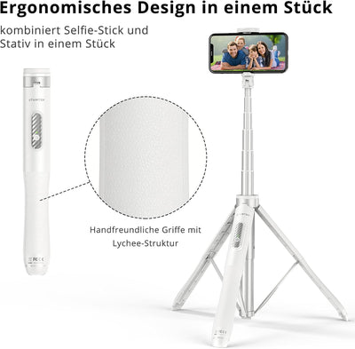 ATUMTEK Selfie-Stick mit 51 Zoll (51 Zoll), Selfie-Stick mit widerstandsfähigem Aluminium und rutsch