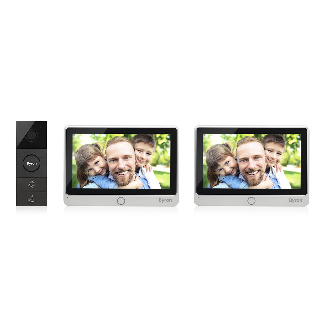 Byron Video-Gegensprechanlage mit Zwei 7 Zoll HD Touchscreen 720p (erweiterbar) Videoaufnahmefunktio