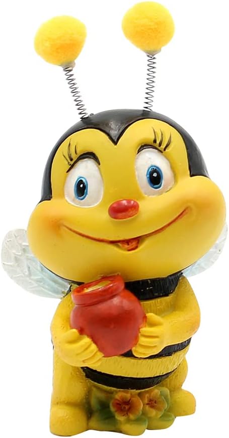 Dekohelden24 Dekofigur Bienenpaar mit Honigtopf, 2er Set, Gartendeko, Polyresin, Grösse: L/B/H ca. 5