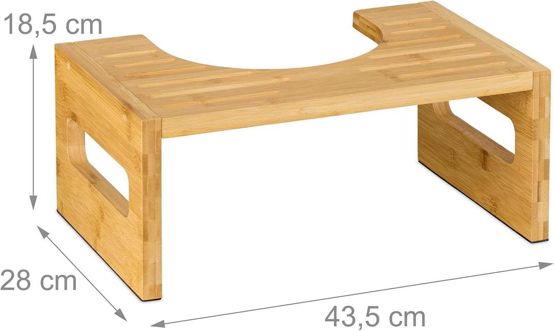 Relaxdays Toilettenhocker, Stuhlgang Unterstützung, WC Hocker für Erwachsene, Bambus, HxBxT: 18,5 x
