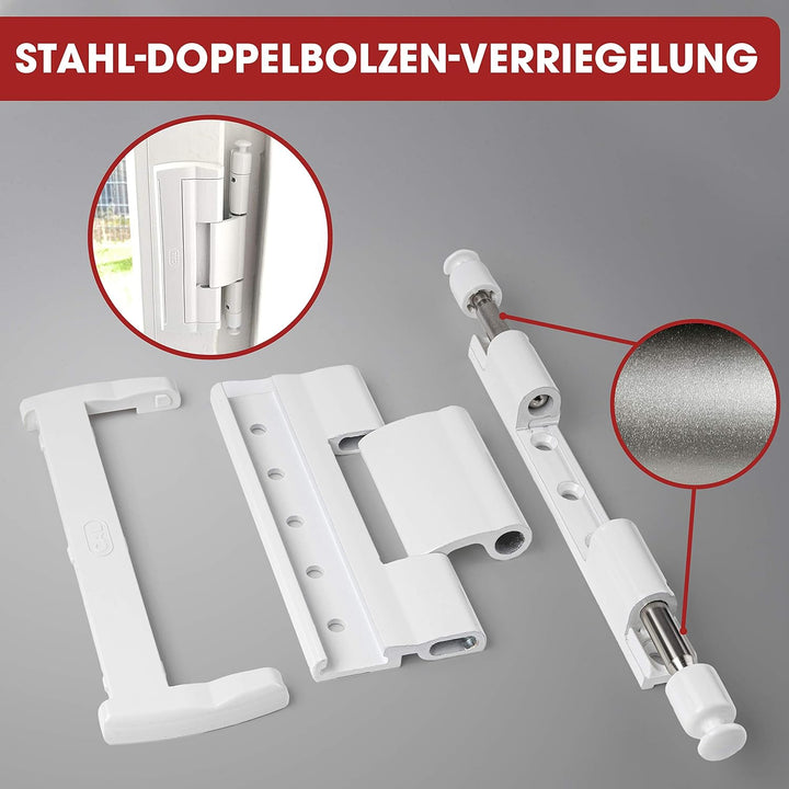 CAL Doublex H – Scharnierseitensicherung Fenstersicherung (weiss) Bandsicherung Türsicherung Aushebe