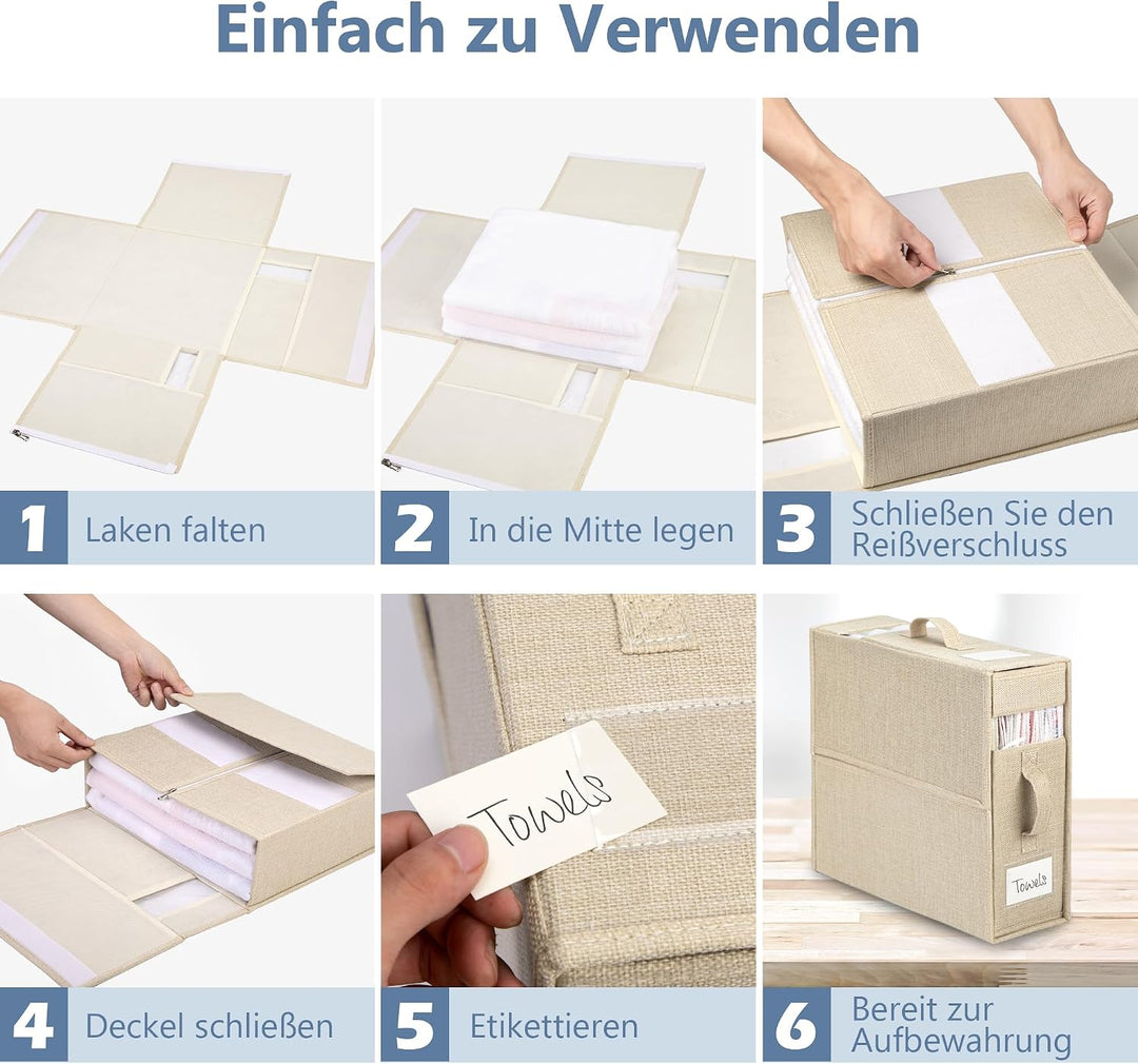 Aufbewahrungstasche für Bettlaken, 2 Stück Faltbare Bettwäsche Organizer, Praktische Lagerung von Be