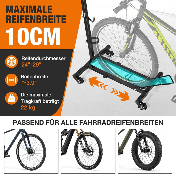 Fahrradständer Vertikal mit Feststellrollen, ohne Bohren 1 Stück, 1 Stück
