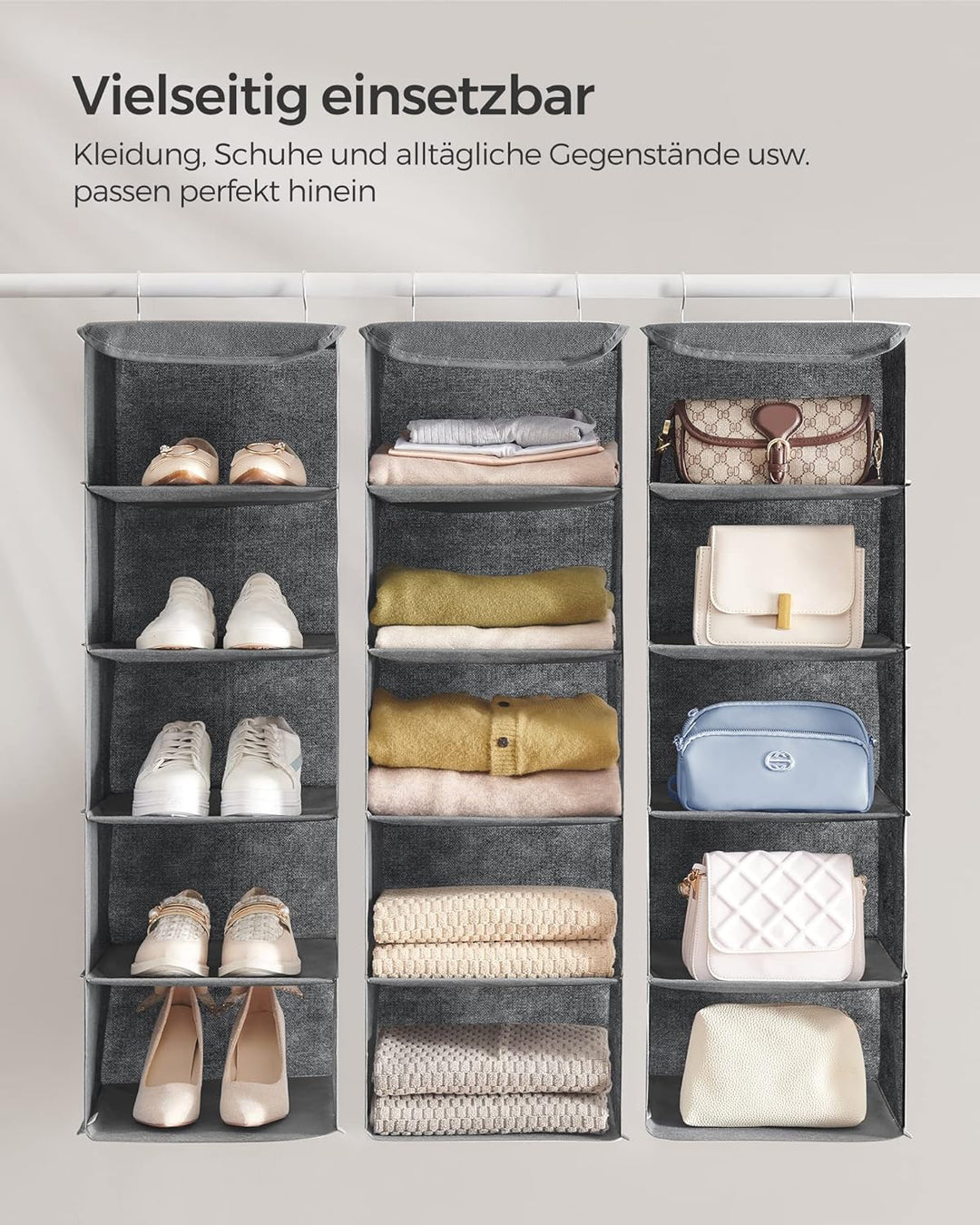 SONGMICS Hängeorganizer, Schrank-Organizer, Hängeregal, Hängeaufbewahrung, faltbar und platzsparend,