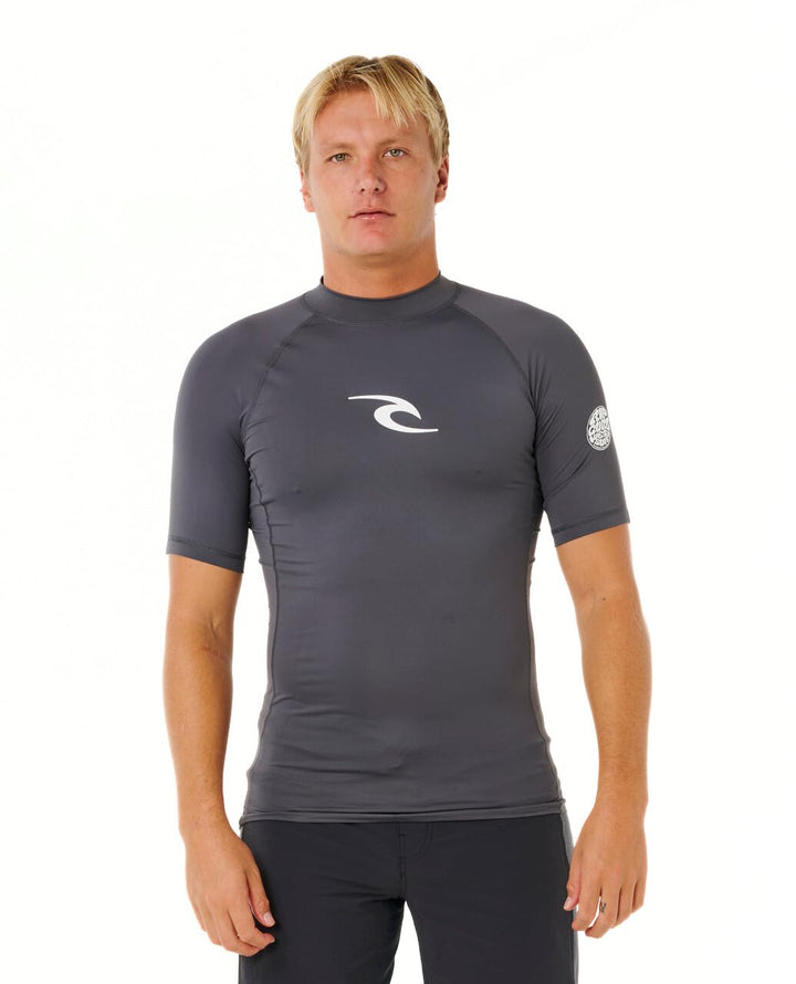Rip Curl Herren Waves UPF 50 Performance Short Sleeve Rashguard Rash-Guard-Shirt S Anthrazitgrau 261