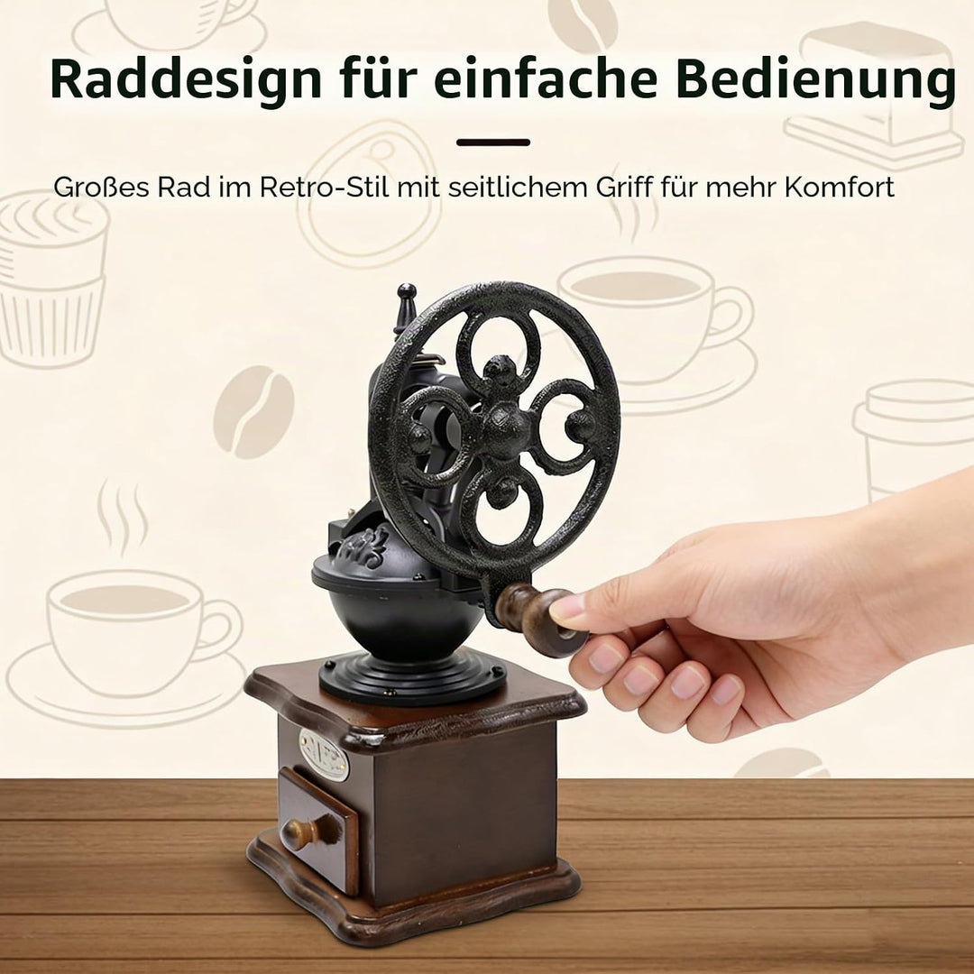 Manuelle Kaffeemühle, Vintage-Stil Hölzerne Handkaffeemühle, Tragbare Handmühle Mit Einstellungen &amp;