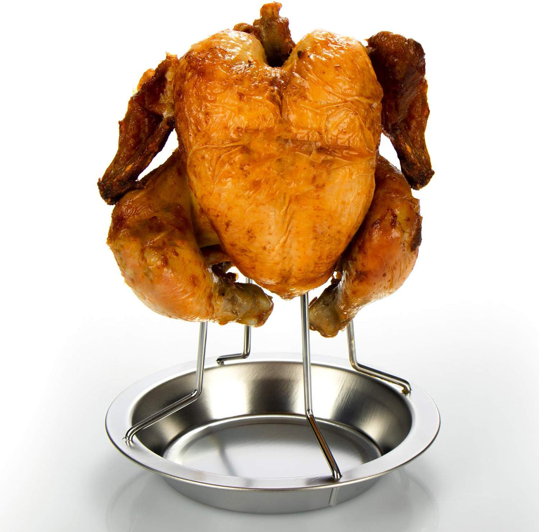 COM-FOUR® 2x BBQ Hähnchenbräter für perfekte Grillhähnchen, Geflügelhalter zum Garen von Brathähnche
