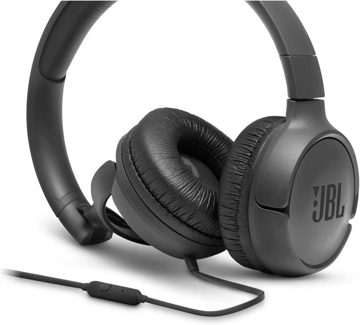 JBL Tune 500 On-Ear Kopfhörer mit Kabel - Schwarz – Ohrhörer mit 1-Tasten-Fernbedienung, integrierte