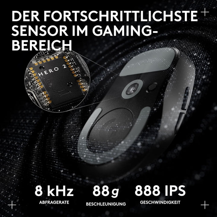 Logitech G PRO X SUPERLIGHT 2 DEX LIGHTSPEED kabellose Gaming-Maus, West Europa Verpackung, 60 g lei