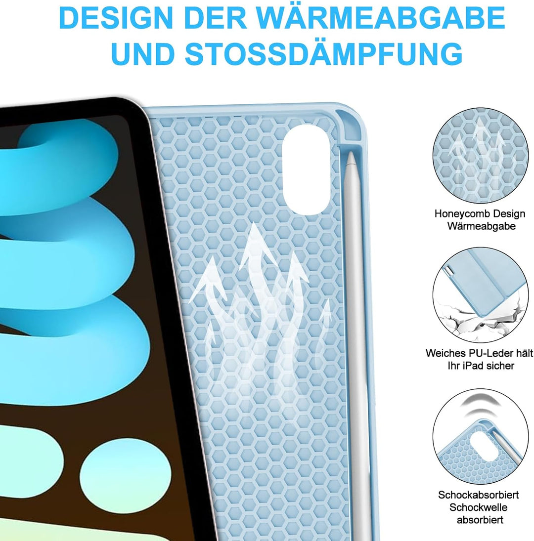 SENGBIRCH Hülle mit Tastatur für iPad mini 7 (A17Pro) 8.3" 2024 - QWERTZ Deutsche Tastatur Abnehmbar