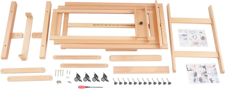 Extra grosse Kunstmalstaffelei aus Massivholz, Höhenverstellber Holzstaffelei mit Rollen &amp; Tablett,