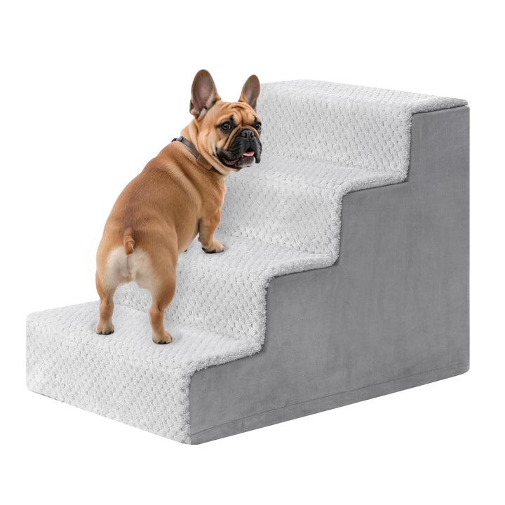KSIIA Hundetreppe für Kleine Hunde 44cm Hoch, Haustiertreppe mit Abnehmbarem Waschbarem Bezug, Katze